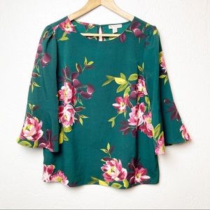 Eliane Rose 3/4 sleeve green floral blouse
